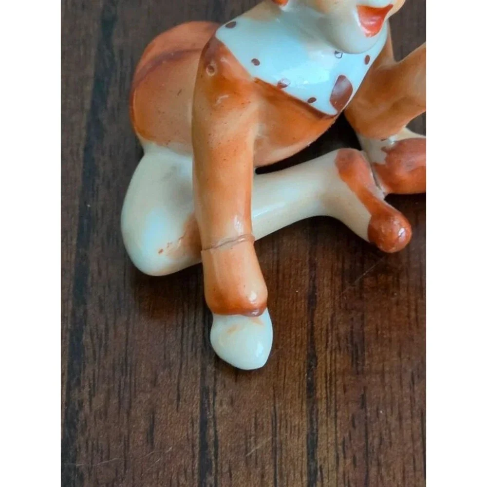 Vintage Made in Occupied Japan Pixie Elf Figurine Orange Porcelain 1945-1952